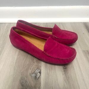 Stuart Weitzman Hot Pink Suede Leather Loafer Flats in Size 7.5